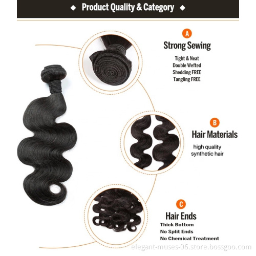 body wave high quality synthetic hair extensions for black women hair bundle weaves
